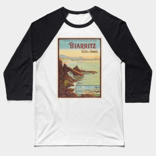 Biarritz toute l'année France Vintage Poster 1914 Baseball T-Shirt